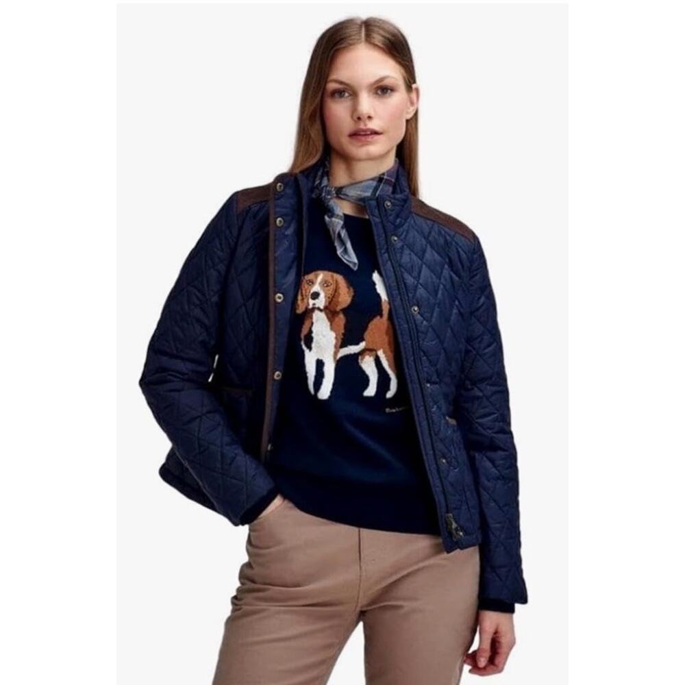 Barbour Women's Highfield Quilted Jacket Navy Blue Sz 14 NWT